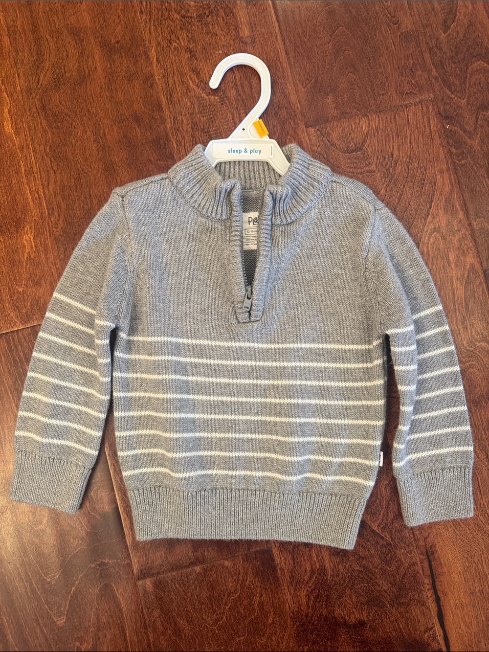 Little Sleepies Play bamboo Gray Stripe Half-Zip Sweater 12-18m
